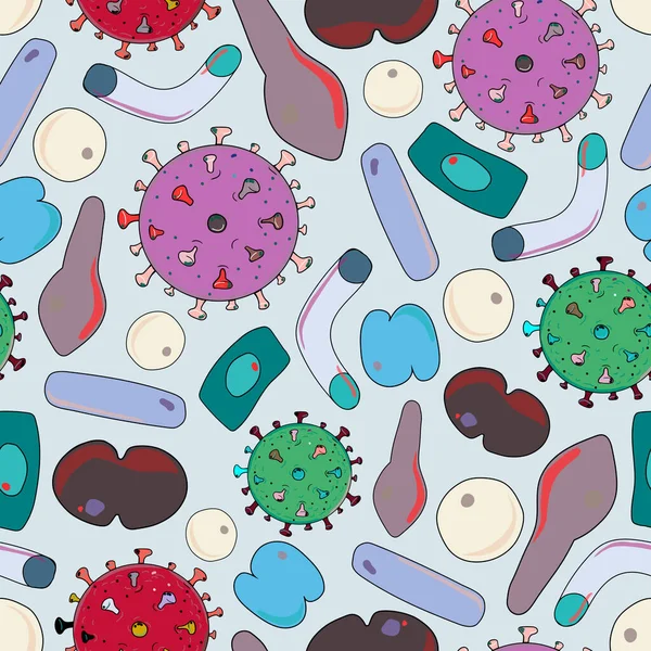 Ιός Βακτηρίων Και Μικρόβια Μικροοργανισμού Αντιστροφή Απρόσκοπτη Μοτίβο Διανυσματική Απεικόνιση — Διανυσματικό Αρχείο