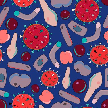 Bakteri virüsü ve mikroorganizma tersten pürüzsüz model çizimi