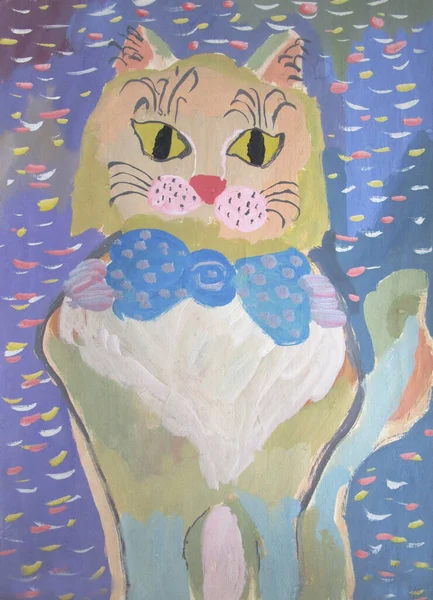 Bir Kedinin Portresi Guaj Çizimi — Stok fotoğraf