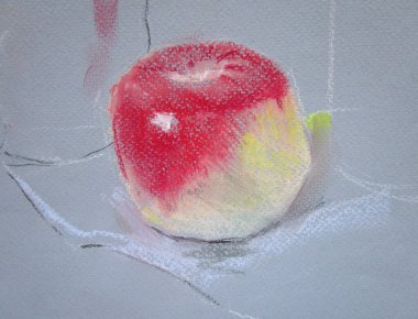 Gri arkaplanda pastel pembe elma