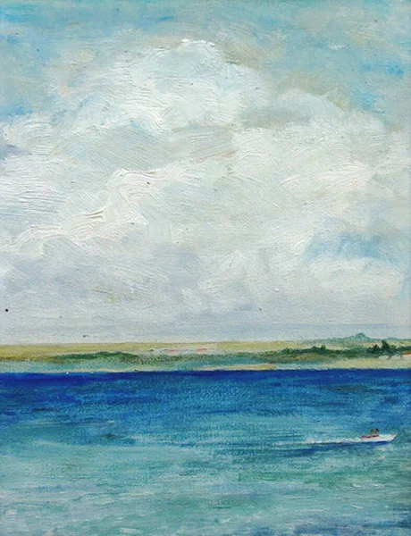 キャンバス上の海とビーチの元の油絵 — ストック写真