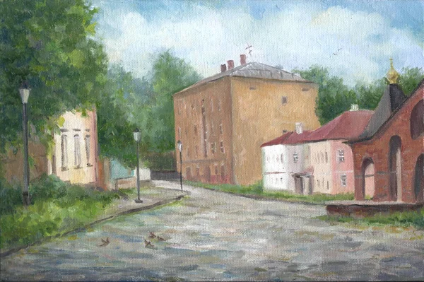 Calle Vieja Rusia Día Verano Pintura —  Fotos de Stock