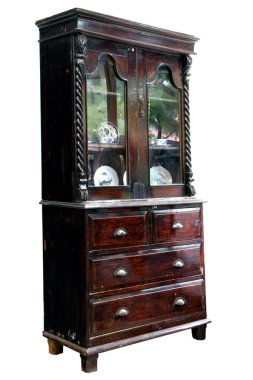 Asya tarzı ahşap dolap üzerinde WHI izole Tayland antika