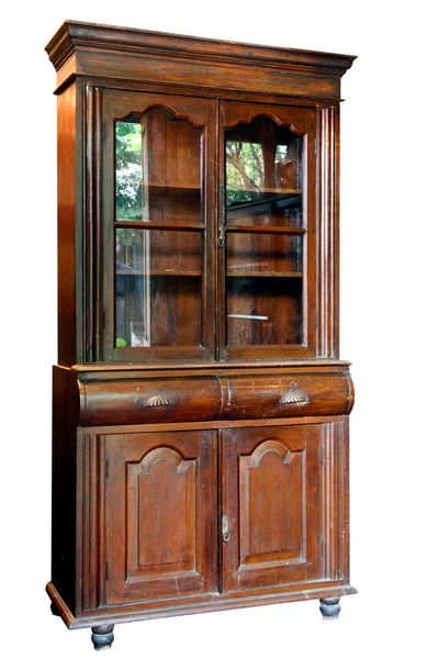 Asya tarzı ahşap dolap üzerinde WHI izole Tayland antika