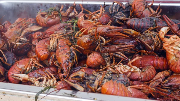 Manojo de cangrejos de río cocidos al rojo con especias — Foto de Stock