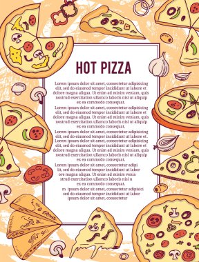 Pizza afişi veya el ilanı. Reklam, menü kartı broşürü ve davetiye şablonu kadar iyi.