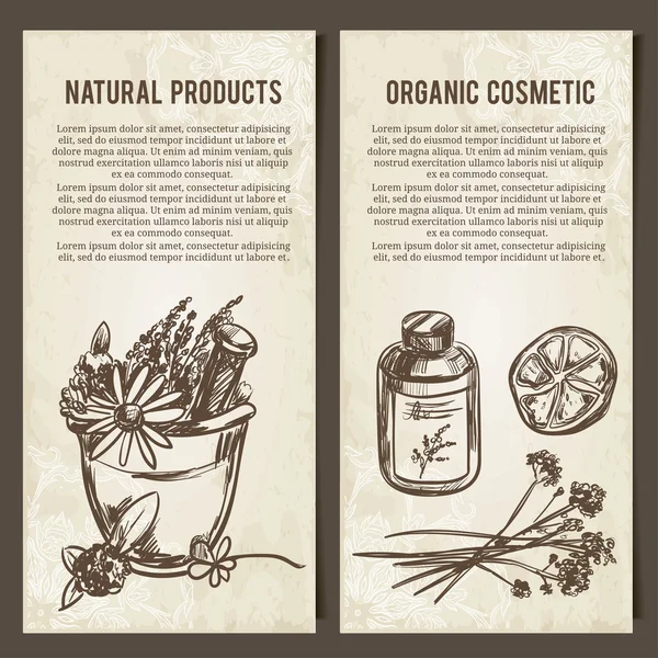 Plantilla de tarjetas vectoriales para cosméticos, tienda, etiqueta, productos naturales y orgánicos — Archivo Imágenes Vectoriales