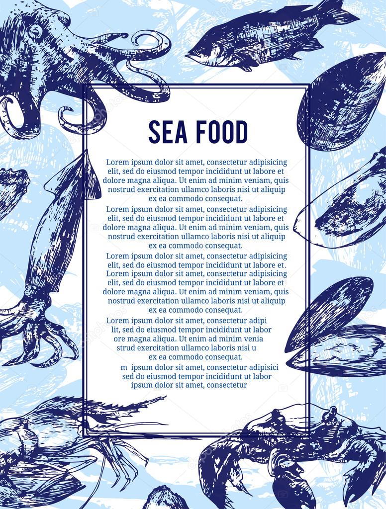 Sea food banner or flyer. Good as a template of advertisement, menu card brochure and invitation.
