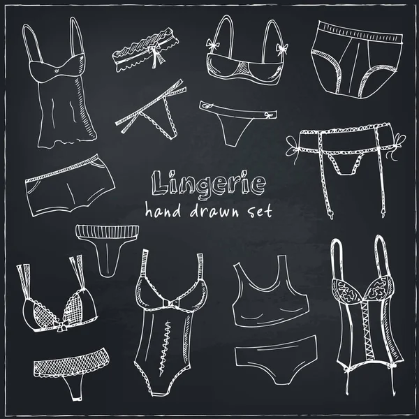 Coleção de lingerie. Conjunto de cuecas e sutiãs. Ilustrações vetoriais — Vetor de Stock