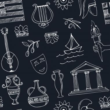 Elle çizilmiş Yunanistan seyahat seamless modeli