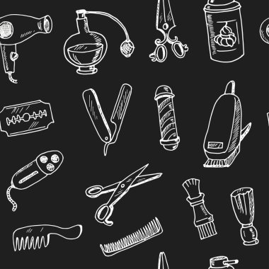 Elle çizilmiş doodle berber seamless modeli