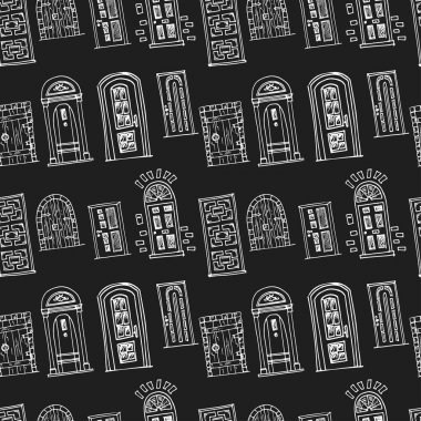 Elle çizilmiş doodle kapılar seamless modeli