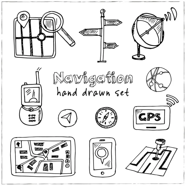 Set de navigation gribouillé dessiné à la main . — Image vectorielle
