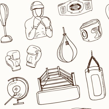 Elle çizilmiş doodle boks seamless modeli