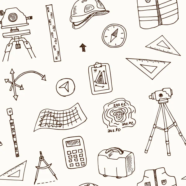 Dibujado a mano doodle geodésico encuesta patrón sin costura — Archivo Imágenes Vectoriales