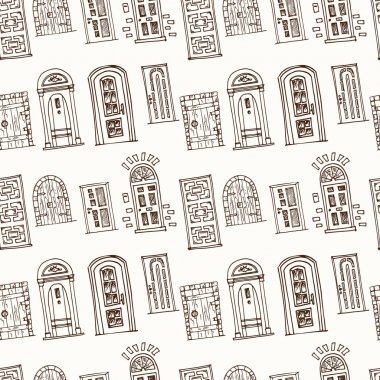 Elle çizilmiş doodle kapılar seamless modeli