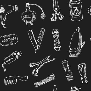 Elle çizilmiş doodle berber seamless modeli