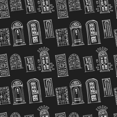 Elle çizilmiş doodle kapılar seamless modeli