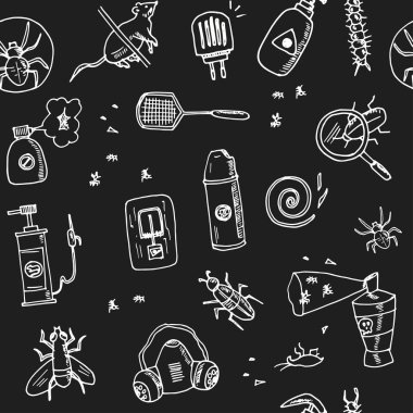 Elle çizilmiş doodle haşere kontrol seamless modeli