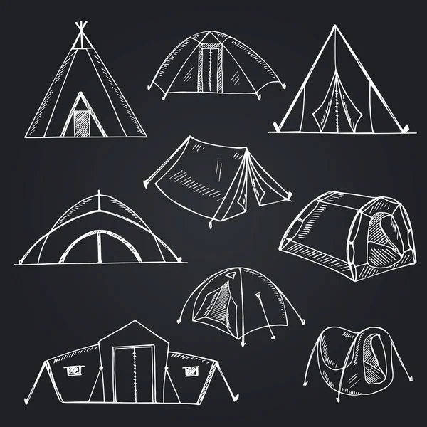 Ensemble d'icônes liées au camping et à la nature . — Image vectorielle