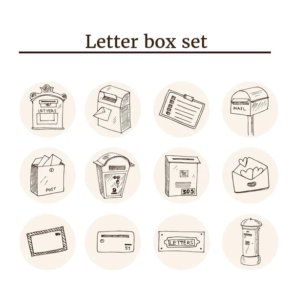 Icona servizio postale nero set con logistica spedizione ed elementi di imballaggio isolato vettoriale illustrazione — Vettoriale Stock