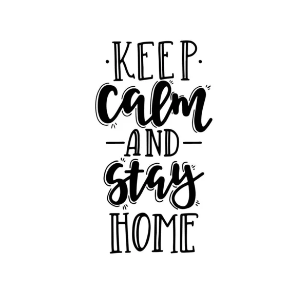 Keep calm and stay home vector phrases on white background. Coronavirus epidemic concept. — Stock Vector