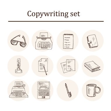 Kopyalama karalama kümesi vektör çizimi