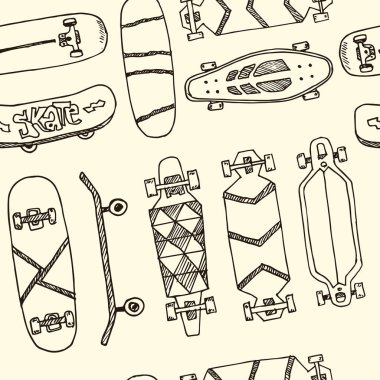 Kaykaylı el çizimi kusursuz desen. Vektör çizimi. Beyaz arka planda izole elementler. Sembol koleksiyonu.