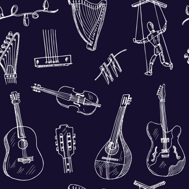 İpli el çizimi, kusursuz desen, vektör çizimi. Beyaz arka planda izole elementler. Sembol koleksiyonu.