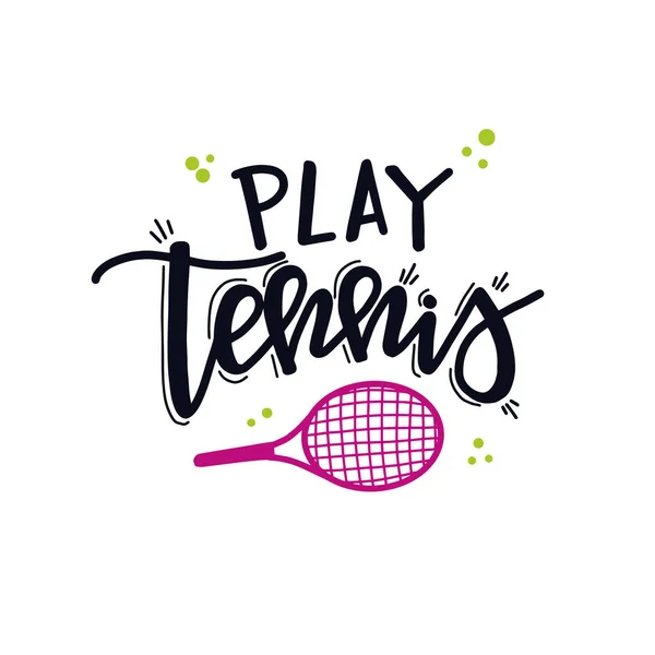 Tennis Affiche typographique dessinée à la main. Expression conceptuelle manuscrite vecteur inspirationnel — Image vectorielle