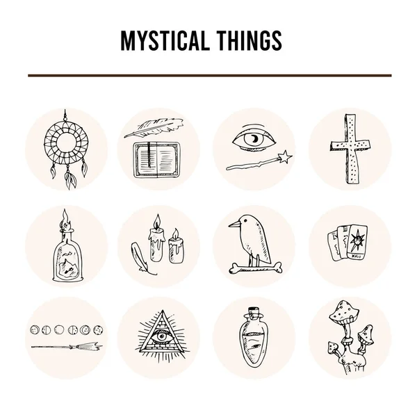 Mystiques choses isolées griffes dessinées à la main Ensemble vectoriel — Image vectorielle