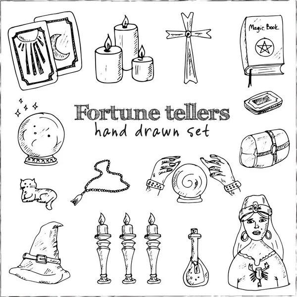 Fortune kassörer isolerade handritade doodles Vector set — Stock vektor