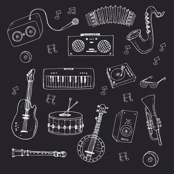 Festival de musique isolé gribouillis dessinés à la main Ensemble vectoriel — Image vectorielle