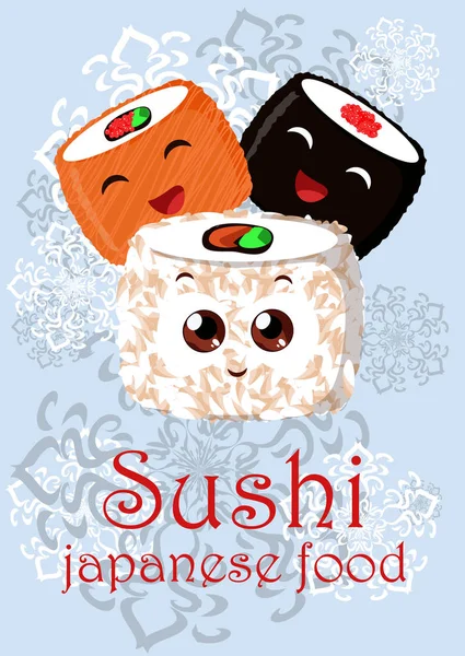 Illustration with the image of Japanese food - sushi Stock Vector