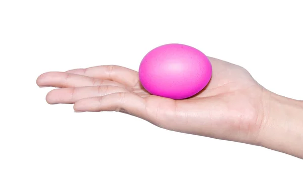 Käsi tilalla muna pääsiäinen päivä — kuvapankkivalokuva