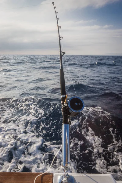 La caña de pescar equipada con la bobina — Foto de Stock