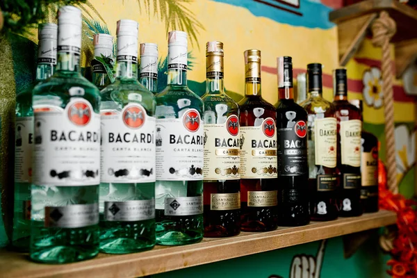 Many bottles of rum "BACARDI" — Stock Photo, Image