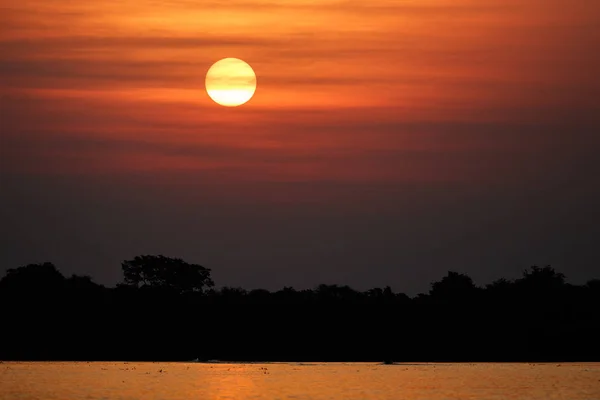 Beautiful sunset in northern Pantanal — Stock Photo, Image