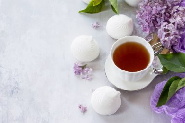 Beyaz bir hassas plaka üzerinde hassas vanilya krema. Hala li