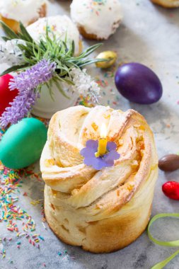 Paskalya arka plan. Tatil tablo ekmek c geleneksel gıda