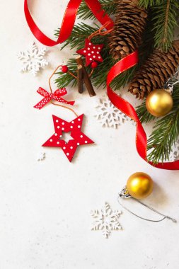 Noel, yeni yıl konsepti. Xmas kompozisyonu. Şube