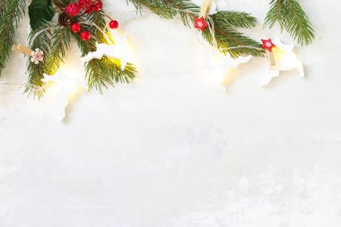 Noel konsepti. Üst Manzara. Herringbo ile Noel arkaplanı