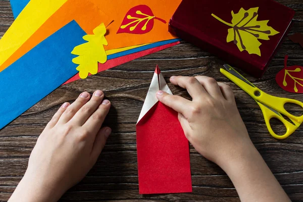 Origami Instrução Passo Marcadores Multicoloridos Origami Papel Lápis Novo Ano — Fotografia de Stock