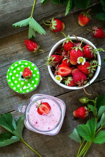 Natural Detox Fruit Dessert Healthy Dieting Concept Strawberry Fruit Yogurt — Stock Photo, Image