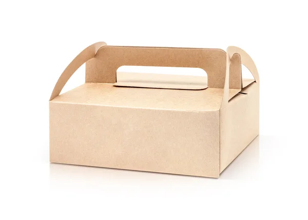 Κραφτ κουτί συσκευασίας χαρτιού που απομονώνονται σε λευκό φόντο — Φωτογραφία Αρχείου