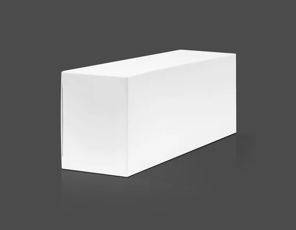Blank packaging white paper cardboard box isolated on gray background — Stock Photo, Image