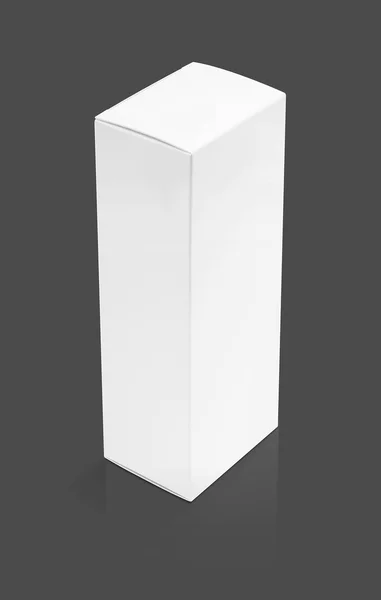 Imballaggio bianco scatola di cartone di carta isolata su sfondo grigio — Foto Stock