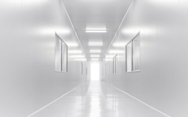 Modern bilim laboratuvar oda dışında gelen aydınlatma ile kapıyı açtı