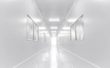 Modern bilim laboratuvar oda dışında gelen aydınlatma ile kapıyı açtı