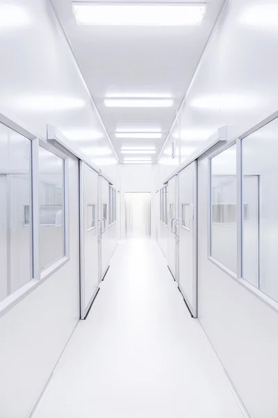 Modern science lab room opened door with lighting from outside — ストック写真